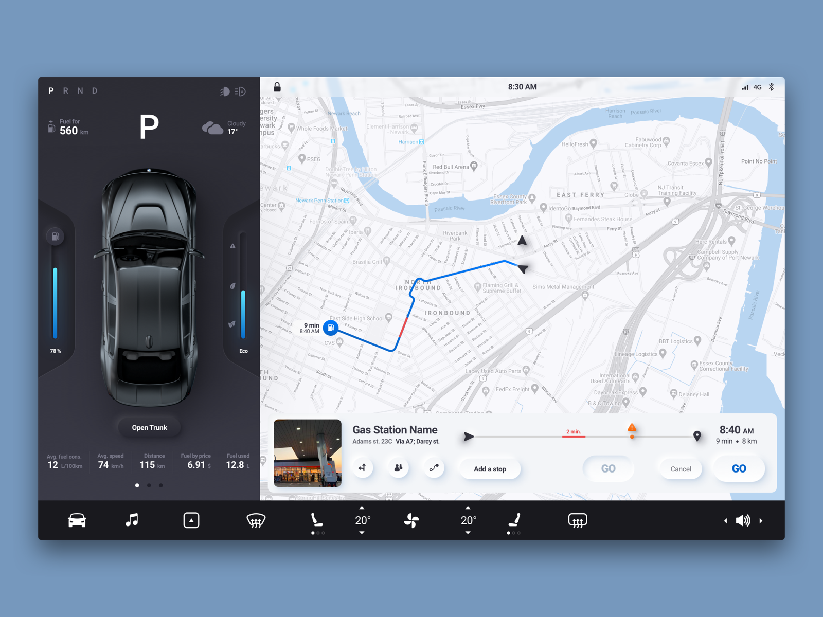 Route and vehicle control interface study