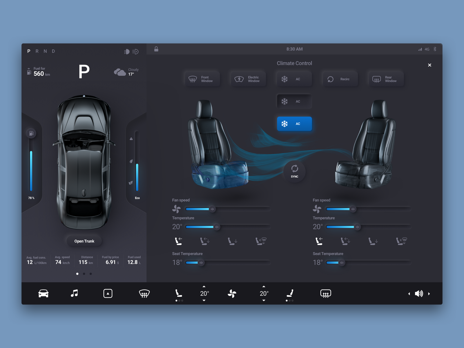 Climate and connected vehicle interface study