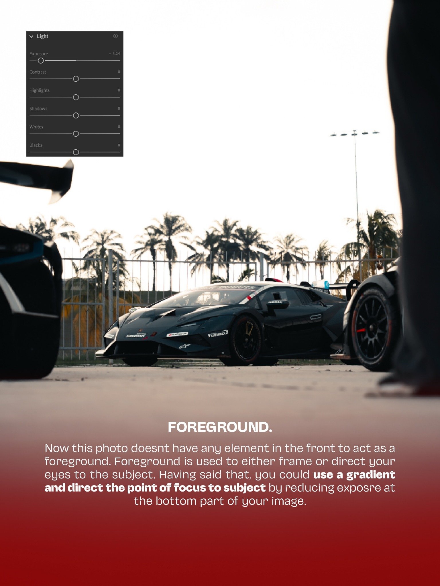 Automotive foreground gradient and exposure control example