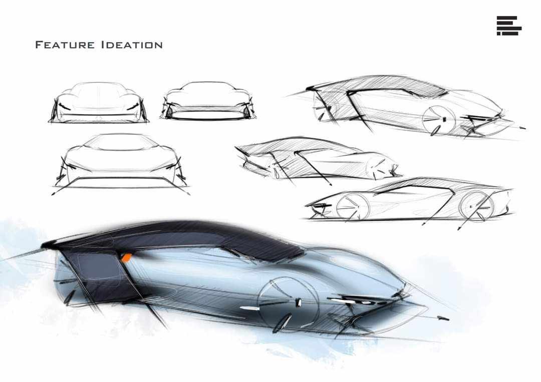 Concept car feature ideation sketches
